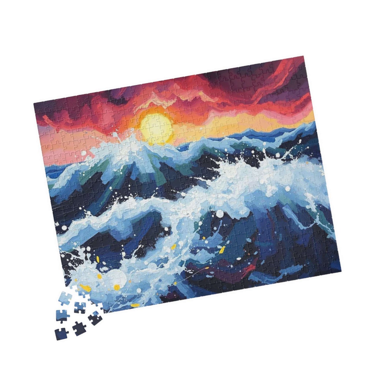 Abstract Ocean Sunrise Puzzle for Adults - Colorful Seascape Jigsaw Game