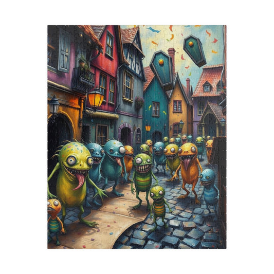 Midnight Parade Monster Puzzle, 110, 252, 520-piece Jigsaw for Fun Home Activity, Unique Gift for Adults, Family Game Night, Halloween