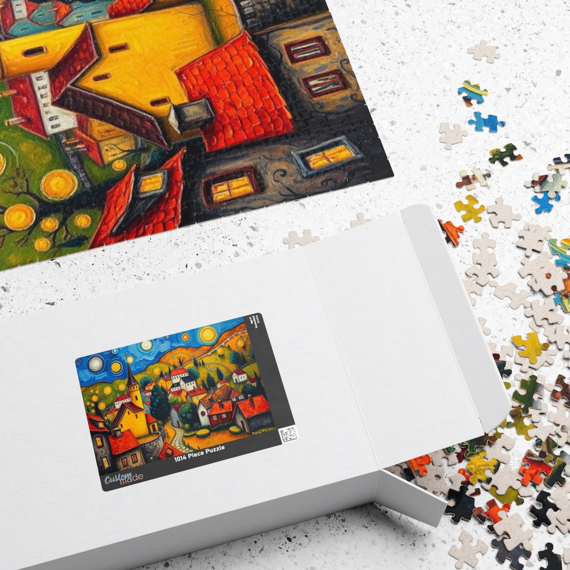 Scenic Village Landscape Jigsaw Puzzle, Holiday or Birthday Gift, Mindful Family Fun Brain Teaser The Puzzle Chest