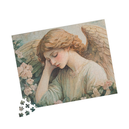 Sleeping Angel Puzzle - Floral Religious Jigsaw, Christian