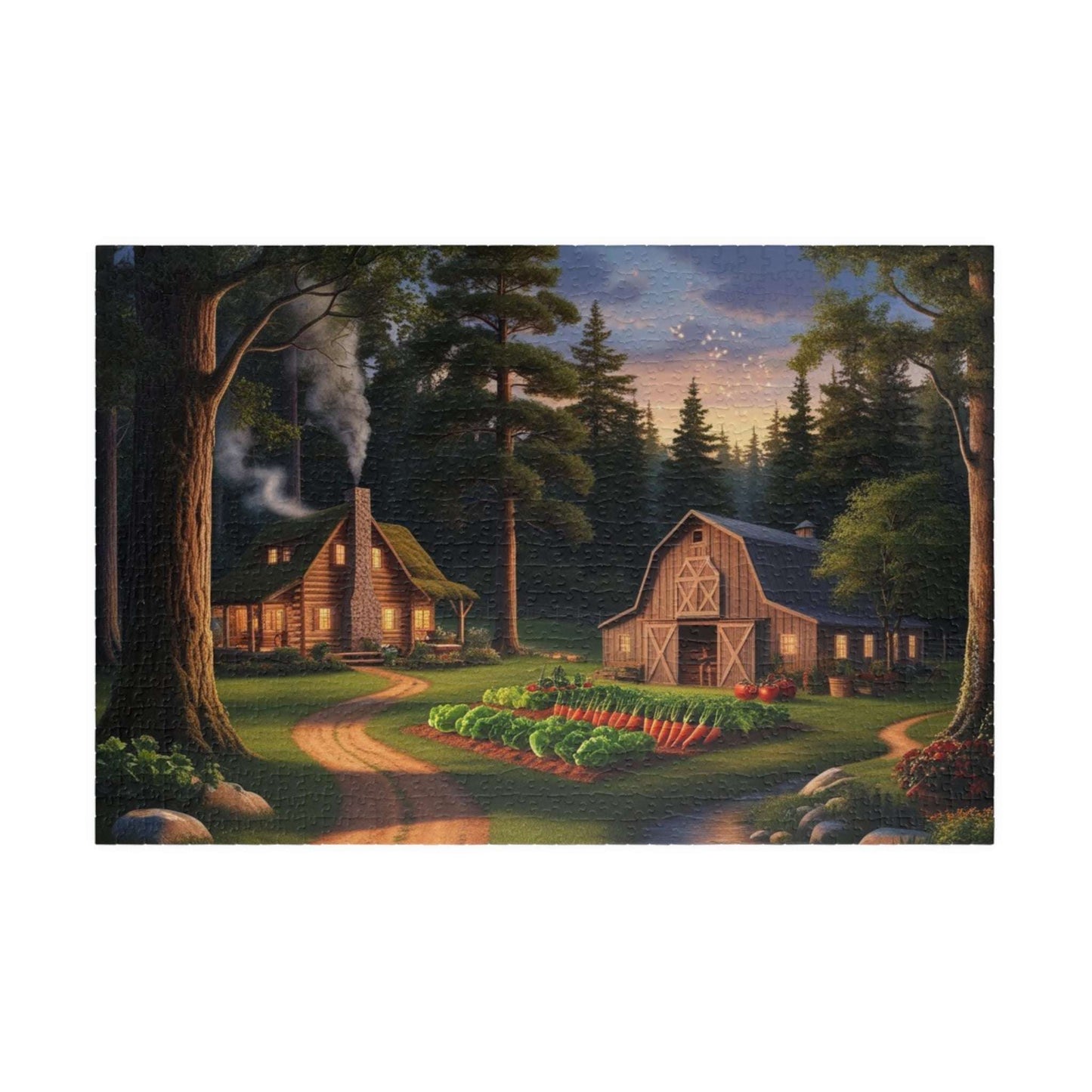 Secluded Farmstead Puzzle, Cozy Cabin Landscape Jigsaw Game, Outdoor Vibes, Solo Fun, Gift for Game Night, 110-1014 Piece, Family Activity 1014 pcs (Horizontal) Puzzle The Puzzle Chest