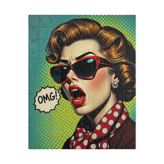 Retro Pop Art Puzzle - OMG! 110, 252, 520, 1014-piece, Fun Family Game Night, Puzzle Lover Gift for Friend Holiday Birthday, Home Decor 110 pcs (Vertical) Puzzle The Puzzle Chest