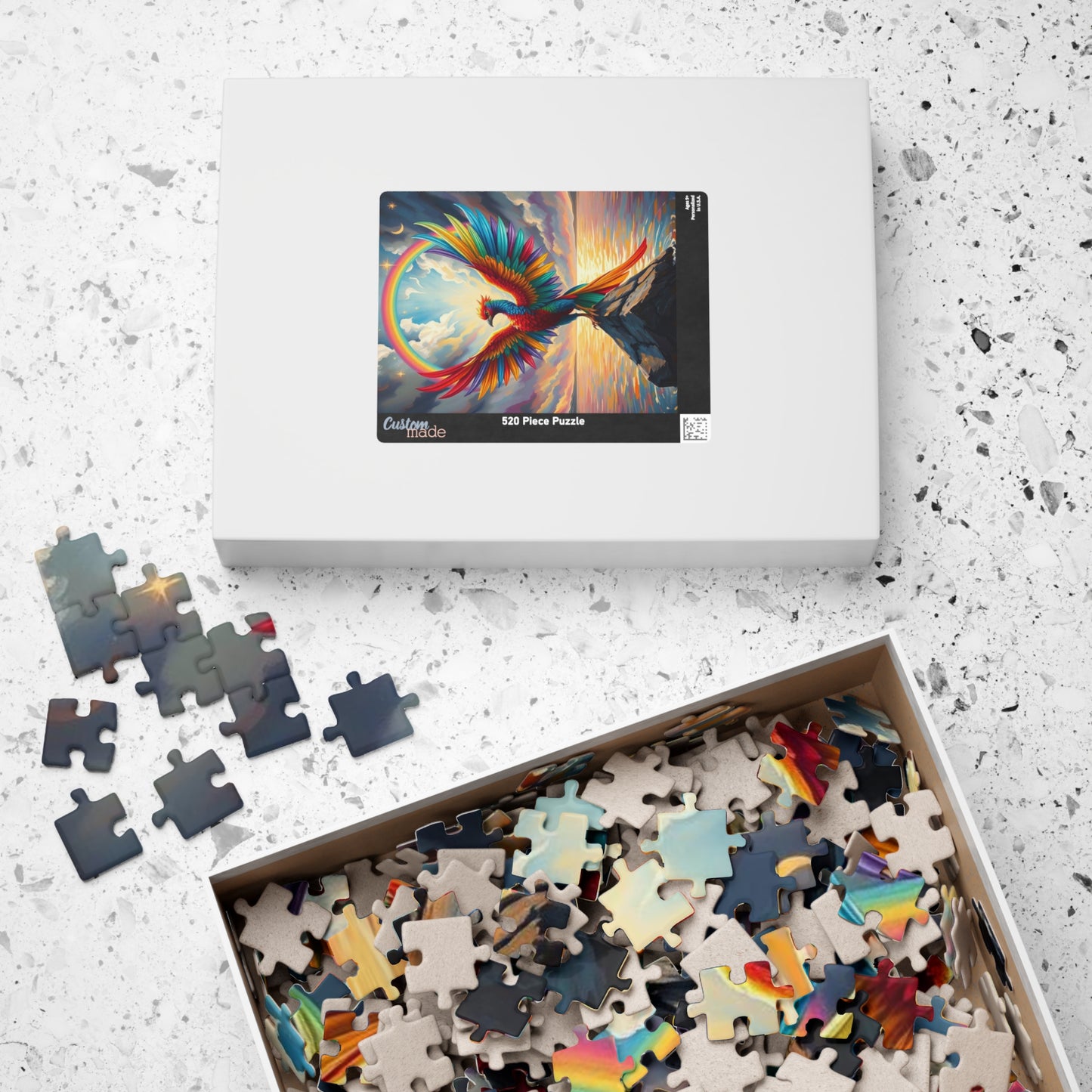 Rise in Rainbow Flame Jigsaw Puzzle, Colorful Phoenix Puzzle, Firebird Puzzle, LGBTQ Gift for Adult Pride Month Birthday Holiday Fun Puzzle The Puzzle Chest