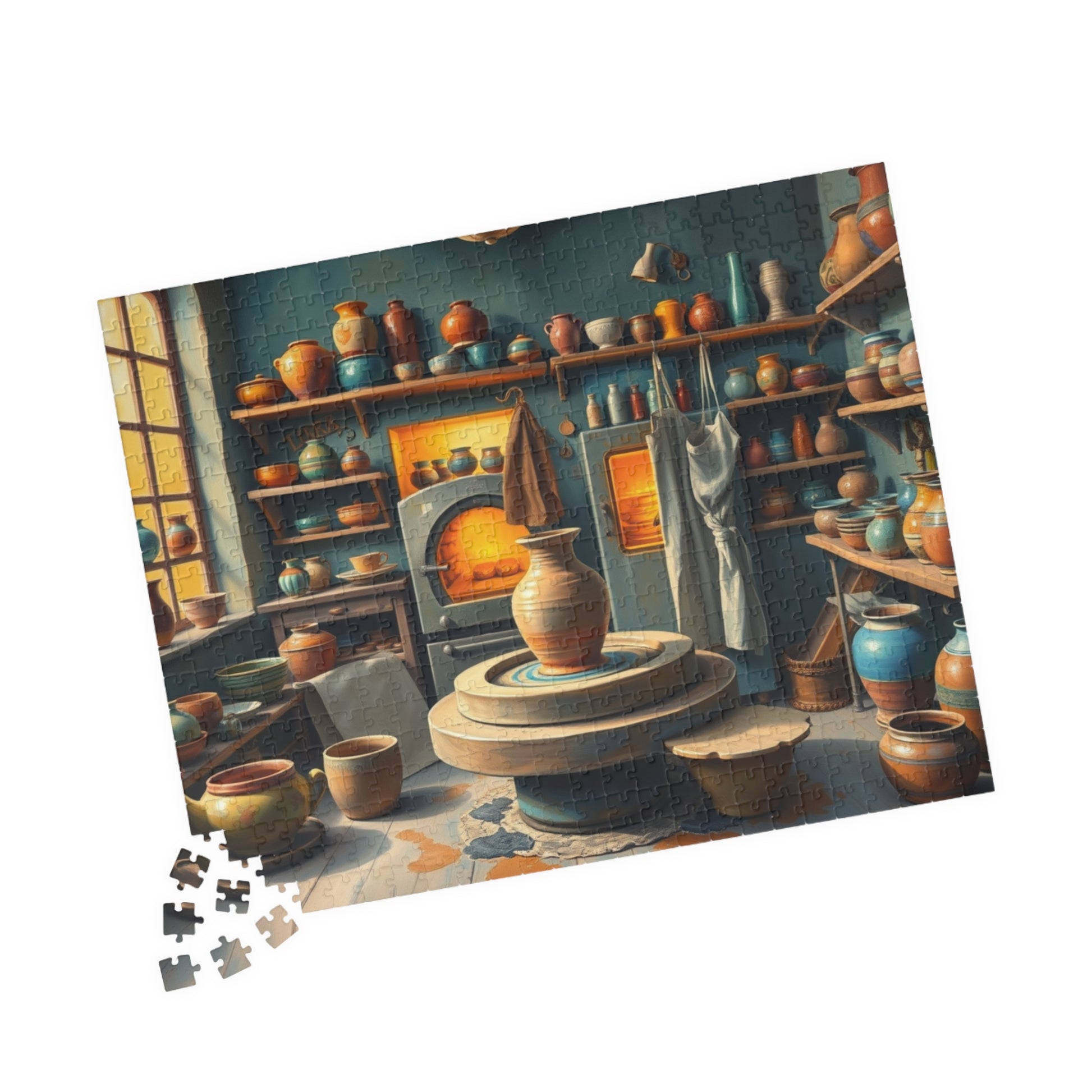 Artisan Pottery Shop Jigsaw Puzzle, Cute Colorful Ceramic Bowls, Vases and Potter's Wheel, Craft Lover Puzzle Enthusiast Gift, Relaxation Puzzle The Puzzle Chest