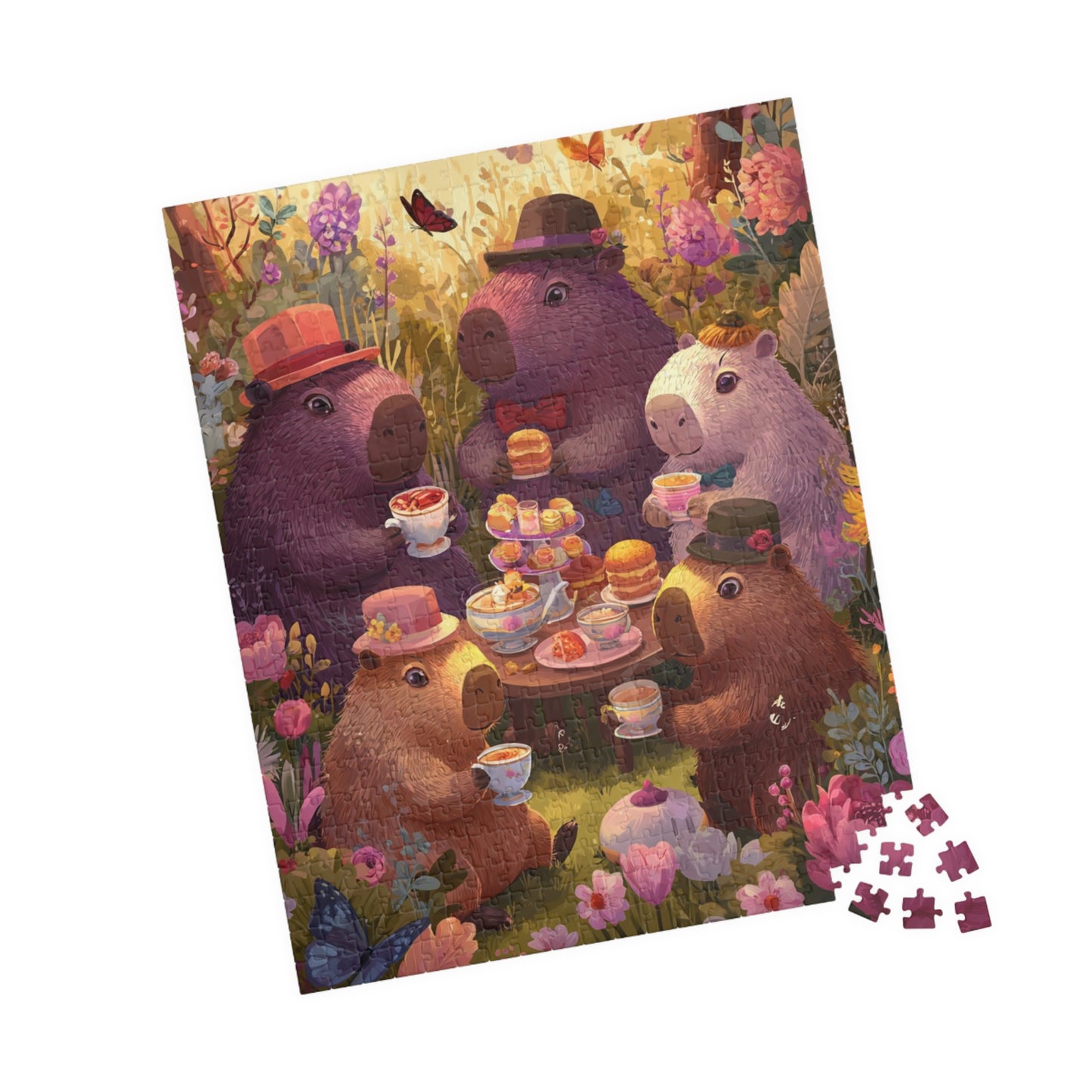 Capybara Tea Party in the Meadow Jigsaw Puzzle, Animal Themed Game for Kids and Adults 520 pcs (Vertical) Puzzle The Puzzle Chest