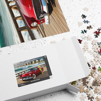 Vintage Car Puzzle, Classic Red 1955 Ford Thunderbird, Perfect Gift for Retro Puzzler Family Activity, Beach Lover, Holiday Fun Brain Teaser Puzzle The Puzzle Chest