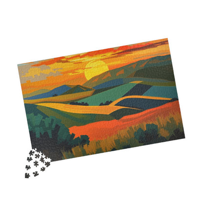 Sunset Landscape Puzzle, Abstract Jigsaw Game, Colorful Nature Art Puzzle for Adult Puzzle The Puzzle Chest