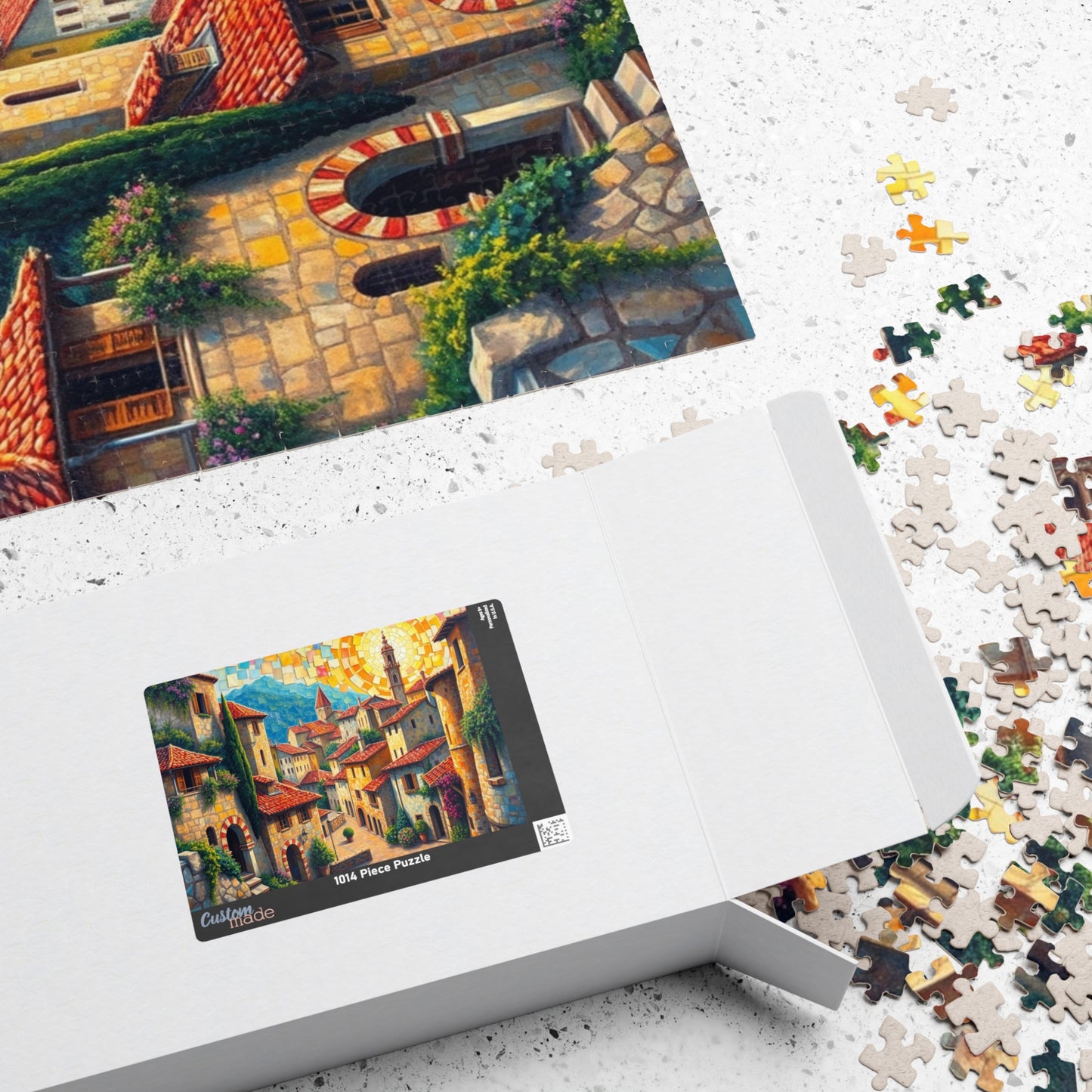 Quaint Medieval Village Mosaic Puzzle, 110 252 520 1014-Piece Jigsaw, Relaxing Mindfulness Activity, Family Friendly Tabletop Game, Hobby The Puzzle Chest