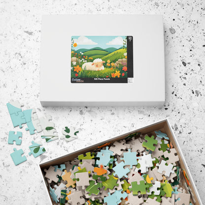 Sleeping Lamb Meadow Puzzle | Cute Sheep Jigsaw Puzzle, Spring Floral Scene Puzzle The Puzzle Chest