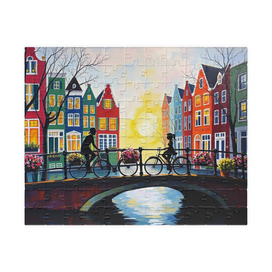 Amsterdam Bicycle Ride Jigsaw Puzzle - 110-1014 Pieces, Perfect for Family Fun, Game Nights, Art Lovers, Holiday or Birthday Gift Idea 110 pcs (Horizontal) The Puzzle Chest