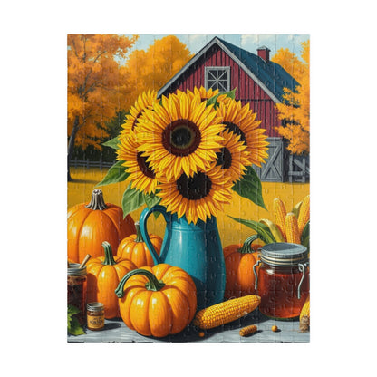 Golden Harvest Glow Sunflower Jigsaw Puzzle, Country Farm Scene for Adults and Families, Autumn Activity, Gift for Puzzle Lovers 252 pcs (Vertical) Puzzle The Puzzle Chest