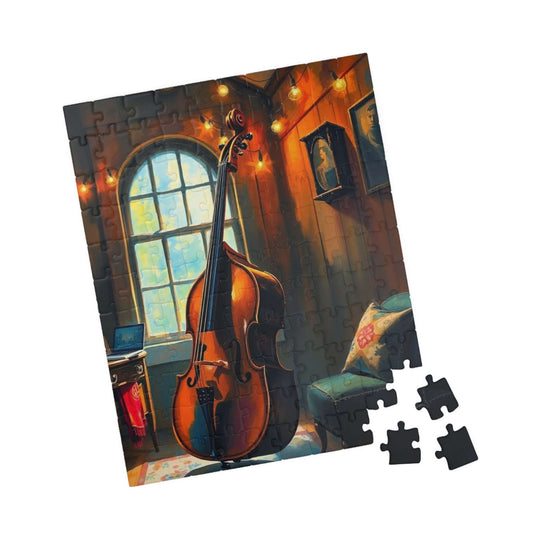 Cello and Tea Time Jigsaw Puzzle - Music Instrument Theme, Musical Puzzle Gift for Musician, Music Lover and Teacher, Birthday or Holiday
