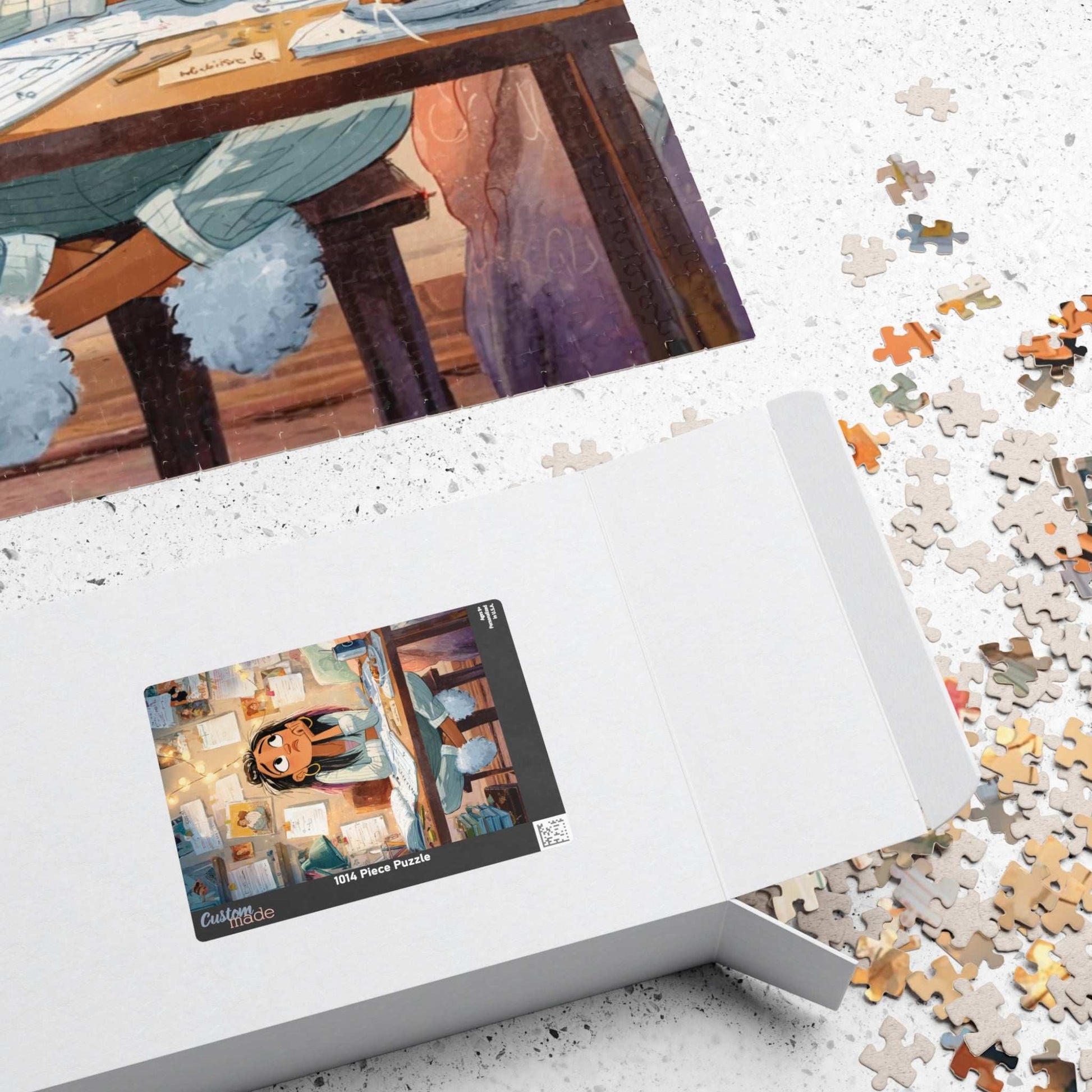 Funny Homework Cartoon Puzzle - Watercolor Jigsaw Game, Teen Girl Struggling at Desk Puzzle The Puzzle Chest