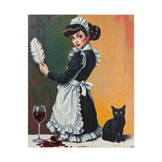 Vintage Maid Jigsaw Puzzle 110-1014 Piece | Retro Pop Art, Home Entertainment, Gift for Cat Lovers, Puzzle Night, Unique Collectible 110 pcs (Vertical) Puzzle The Puzzle Chest