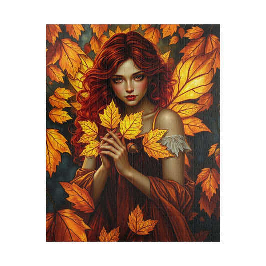Autumn Leaves Forest Fairy Jigsaw Puzzle, 110, 252, 520, 1014-piece, Cozy Indoor Activity, Gift for Puzzle Lover, Fall Home Decor, Leafy Art