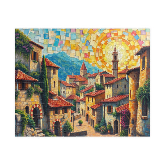Quaint Medieval Village Mosaic Puzzle, 110 252 520 1014-Piece Jigsaw, Relaxing Mindfulness Activity, Family Friendly Tabletop Game, Hobby 110 pcs (Horizontal) The Puzzle Chest