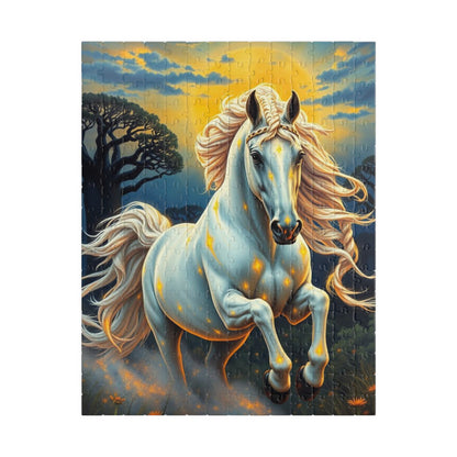 African Jungle White Horse Jigsaw Puzzle, Enchanting Horse Lover Gift for Friends, Family Game Night, Mindful Birthday Holiday Fun 252 pcs (Vertical) Puzzle The Puzzle Chest