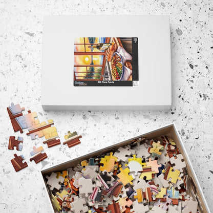 Foodie Kitchen Sunset Jigsaw Puzzle, Serene Lake View Dinner Table Scene, Frameable Culinary Art, Puzzle Enthusiast Gift for Friend Puzzle The Puzzle Chest