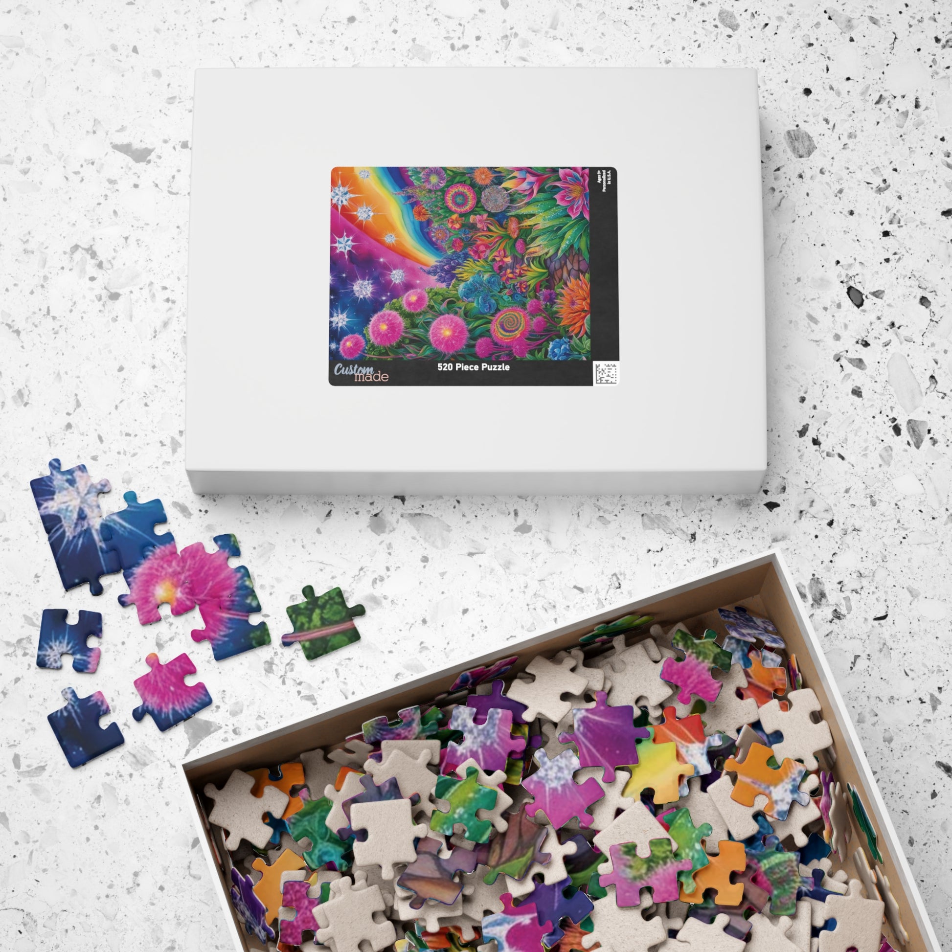 Trippy Flower Puzzle, Dreamy Floral Glowing Garden Theme Jigsaw Game, Challenging Hobby for Adults and Teens, Relaxing Activity, Unique Gift Puzzle The Puzzle Chest