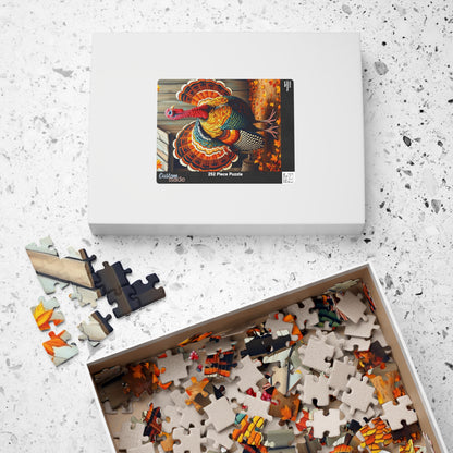 Fall Turkey Mosaic Puzzle, Autumn Bird with Rustic Farm Setting Background Jigsaw Game, Family Bonding Activity, Ideal Gift for Animal Lover Puzzle The Puzzle Chest