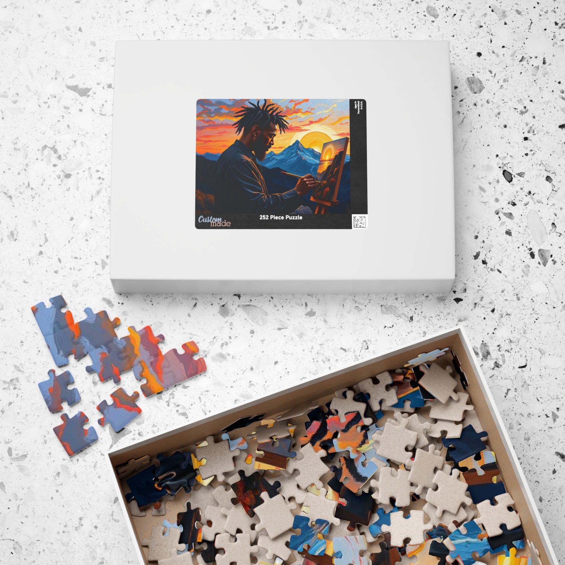 Black Man Painting Jigsaw Puzzle - Afrocentric Art 110, 252, 520, 1014 Pieces, African American Puzzle, Black Artwork Game Puzzle The Puzzle Chest
