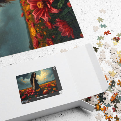 Gothic Floral Jigsaw Puzzle, Lone Figure in Flower Field Dark Fantasy Art Puzzle for Adult, Indoor Leisure Activity, Gift for Family Friends Puzzle The Puzzle Chest