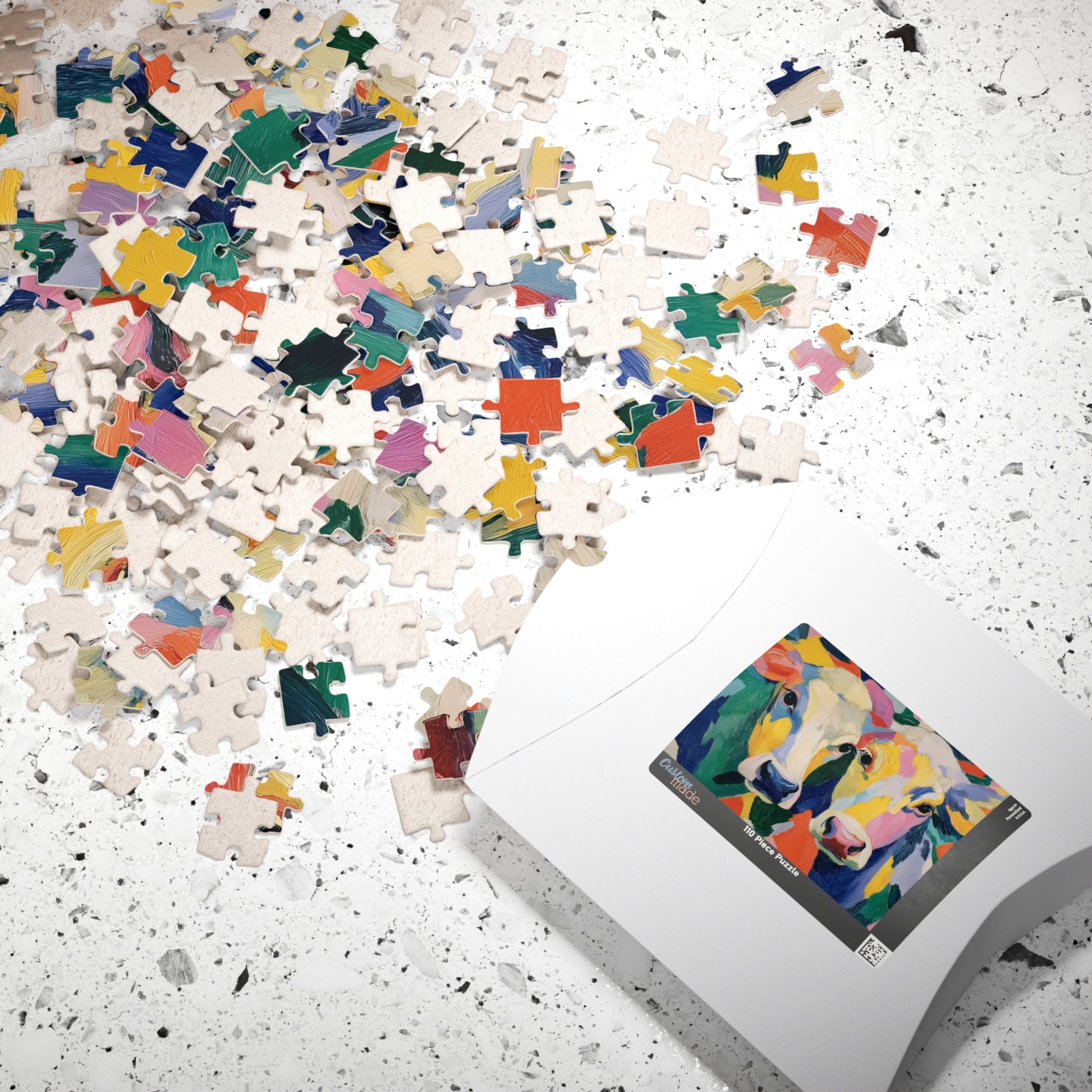 Colorful Cow Portrait Puzzle | Abstract Farm Animal Jigsaw 110-1014 Pieces Puzzle The Puzzle Chest