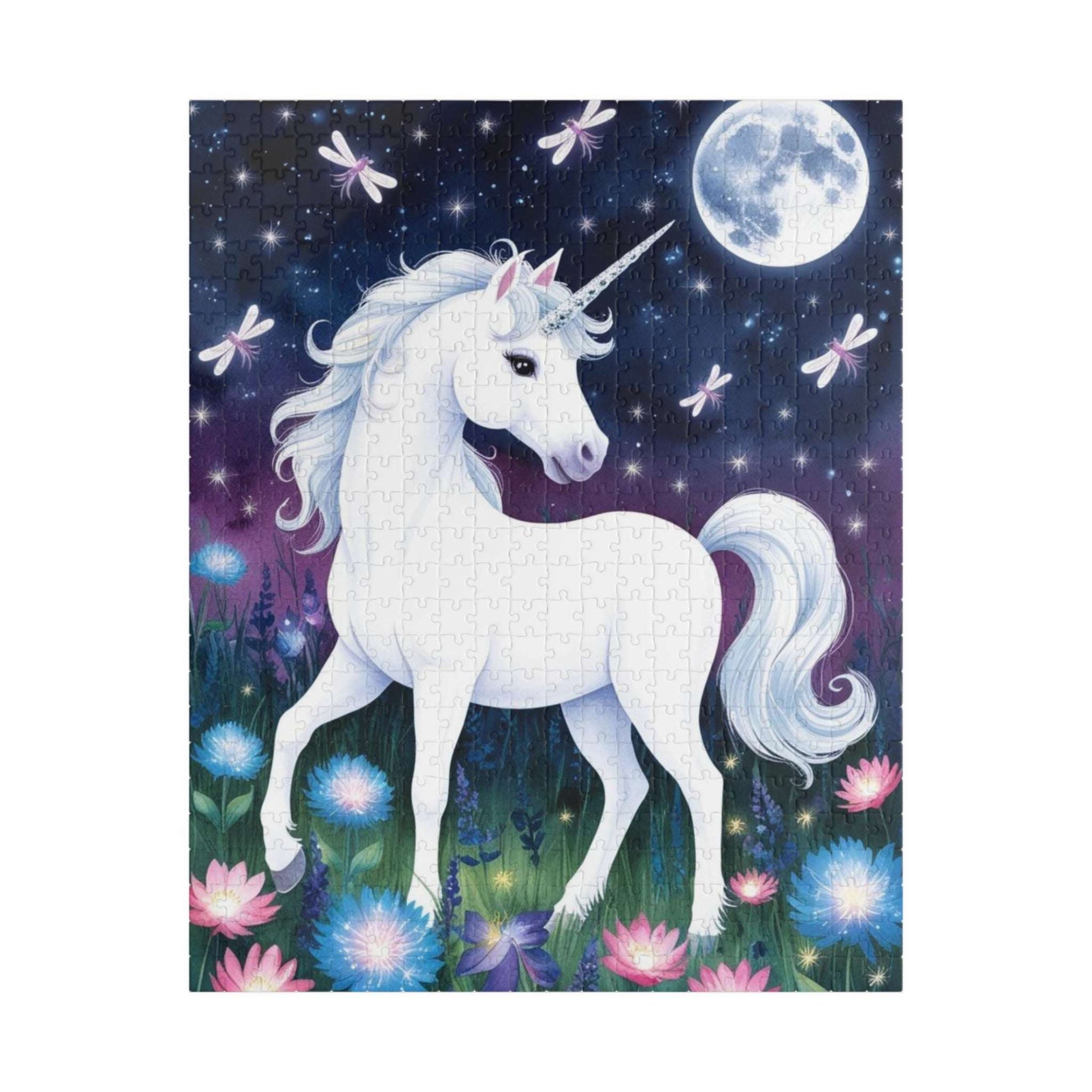 Jigsaw Puzzle, White Unicorn in Meadow, 1000 Piece, Luminous Flowers, Fun Family Activity, Relaxation Toy, Home Decor, Gift Idea, Unicorn 520 pcs (Vertical) Puzzle The Puzzle Chest