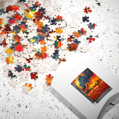Golden Horse Sunset Puzzle, Art Equestrian Jigsaw Puzzle Game, Gift for Horse Lover, Family Night Mindful Home Entertainment, Adult Puzzle The Puzzle Chest