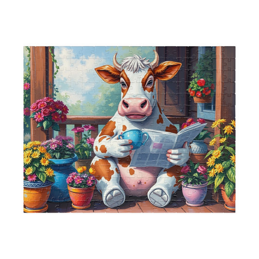 Whimsical Cow Jigsaw Puzzle, Fun Home Solo Entertainment, Gift for Farm Lovers Animal Enthusiasts, Family Game Night, Mindfulness Activity