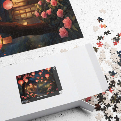 Jigsaw Puzzle, Nighttime Lanterns Glow Camellia Flowers 1000 Piece, Adult, Relaxation Activity, Stress Relief, Family Fun, Gift Puzzle The Puzzle Chest