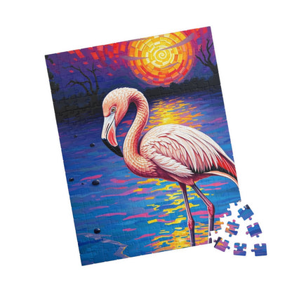 Flamingo Sunset Mosaic Jigsaw Puzzle, 110-1014 Piece, Fun Family Activity, Creative Hobby, Educational Game, Gift for Bird Lovers Puzzle The Puzzle Chest