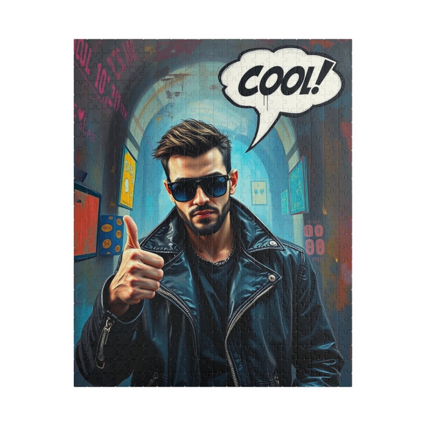 Cool Vibe Puzzle - Pop Art Jigsaw Game, Fun Gift for Friend, Family, Game Night, Unique Nostalgic Birthday/Christmas Present, Vintage Design