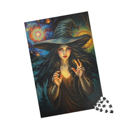 Witch Galaxy Forest Puzzle, 110 252 520 1014-piece Adult Jigsaw Game, Mystical Stars, Halloween Decor, Ideal Gift for Fantasy Lover, Mindful