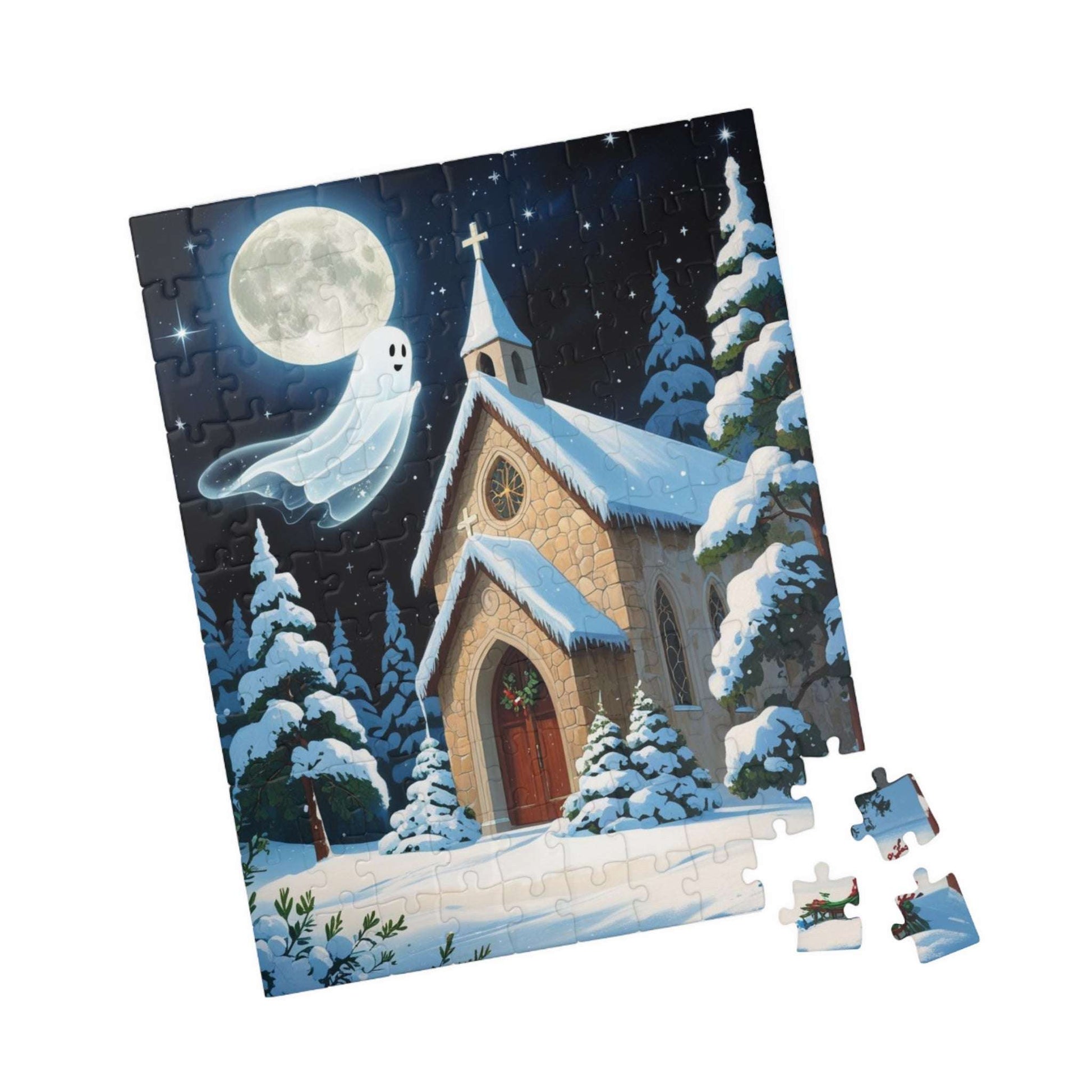 Silent Night Specter Jigsaw Puzzle - Winter Ghost Scene, 110-1014 Piece Halloween Puzzle