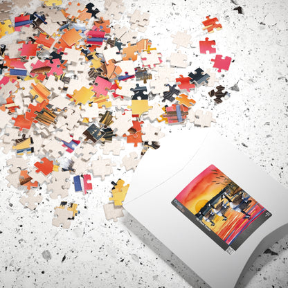 Puzzle, Geese Gliding Across Glassy Lake, 110 252 520 1014-Piece Sunset Jigsaw Game, Relaxing Activity, Bird Lovers Gift, Wildlife Art Puzzle The Puzzle Chest