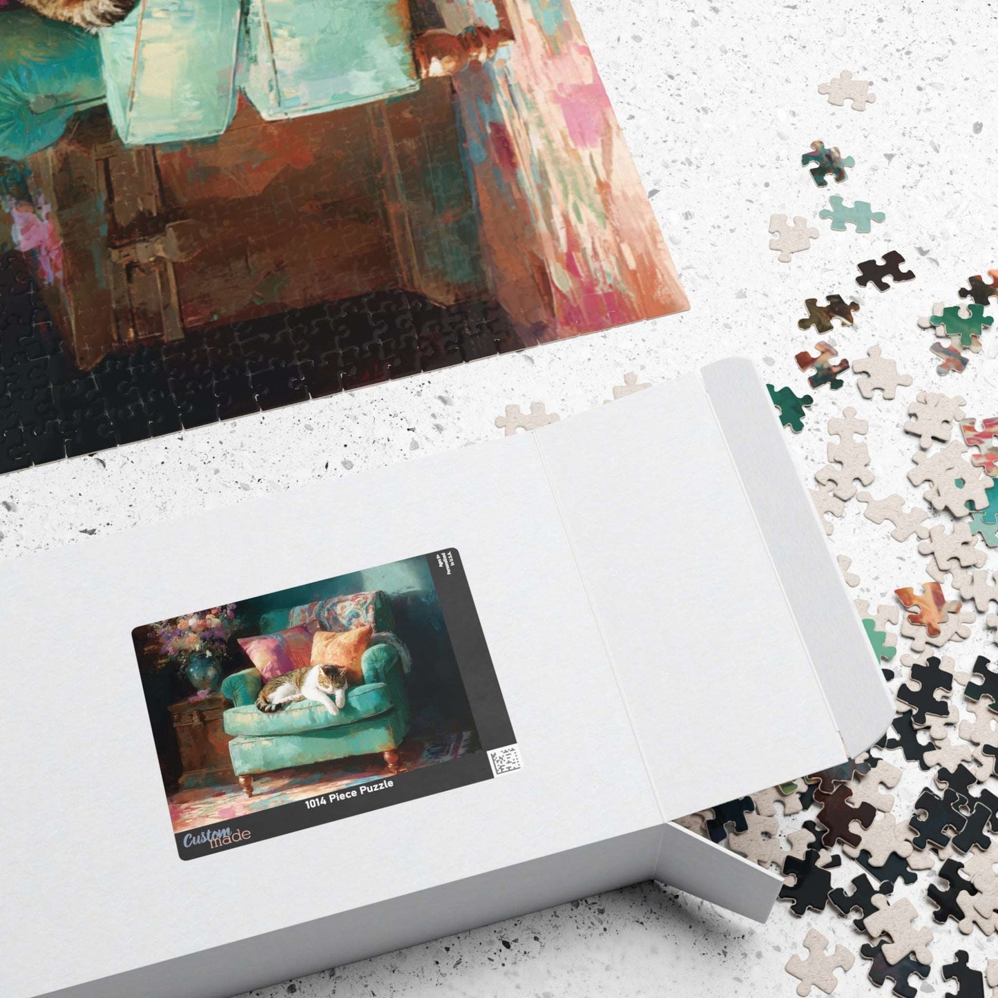 Sleeping Cat on Armchair Jigsaw Puzzle  | Animal Themed Jigsaw Game