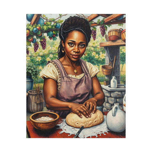The Artisan Baker Jigsaw Puzzle - Black Woman Kneading Bread, Afrocentric Art, African American Cooking Chef Puzzle The Puzzle Chest