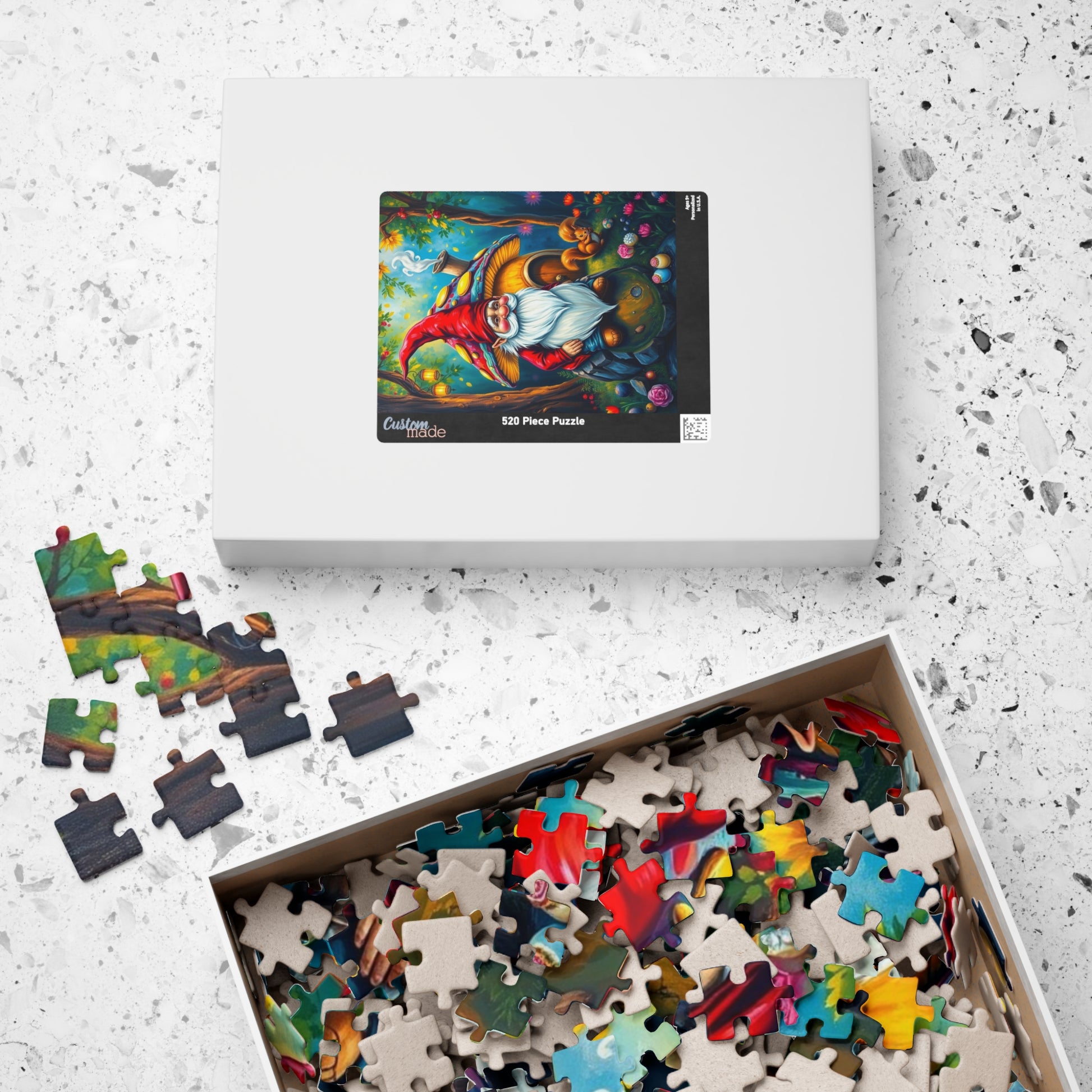Mystical Gnome Jigsaw Puzzle, Enchanted Woodland Scene with Squirrel and Lanterns, Jigsaw Game for Adults, Entertaining Pastime Puzzle The Puzzle Chest