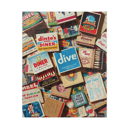 Vintage Matchbook Collage Jigsaw Puzzle, Retro Americana Memorabilia, Old Matchboxes Postcards and Receipts, Mid-Century Diner Motel Designs 110 pcs (Vertical) Puzzle The Puzzle Chest