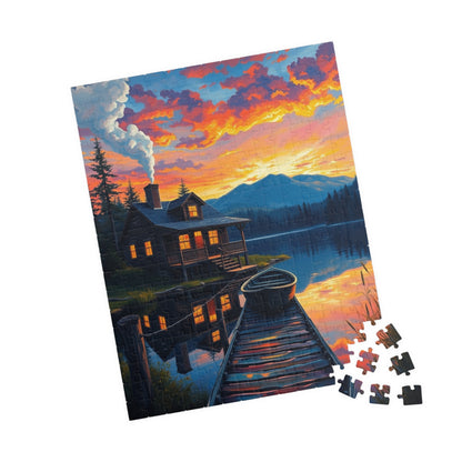 Serene Cabin Sunset Puzzle, Nature Jigsaw for Family Game Night, Gift for Nature Lovers, Cozy Decor Activity, Mindfulness Puzzle The Puzzle Chest