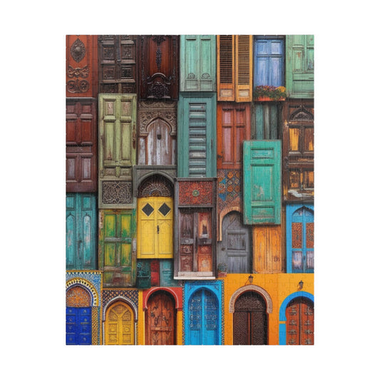 Colorful Doorways Puzzle - 110/252/520/1014-Piece Collage Jigsaw Game, Solo Fun, Home Decor, Family Activity, Game Night, Unique Gift 520 pcs (Vertical) Puzzle The Puzzle Chest