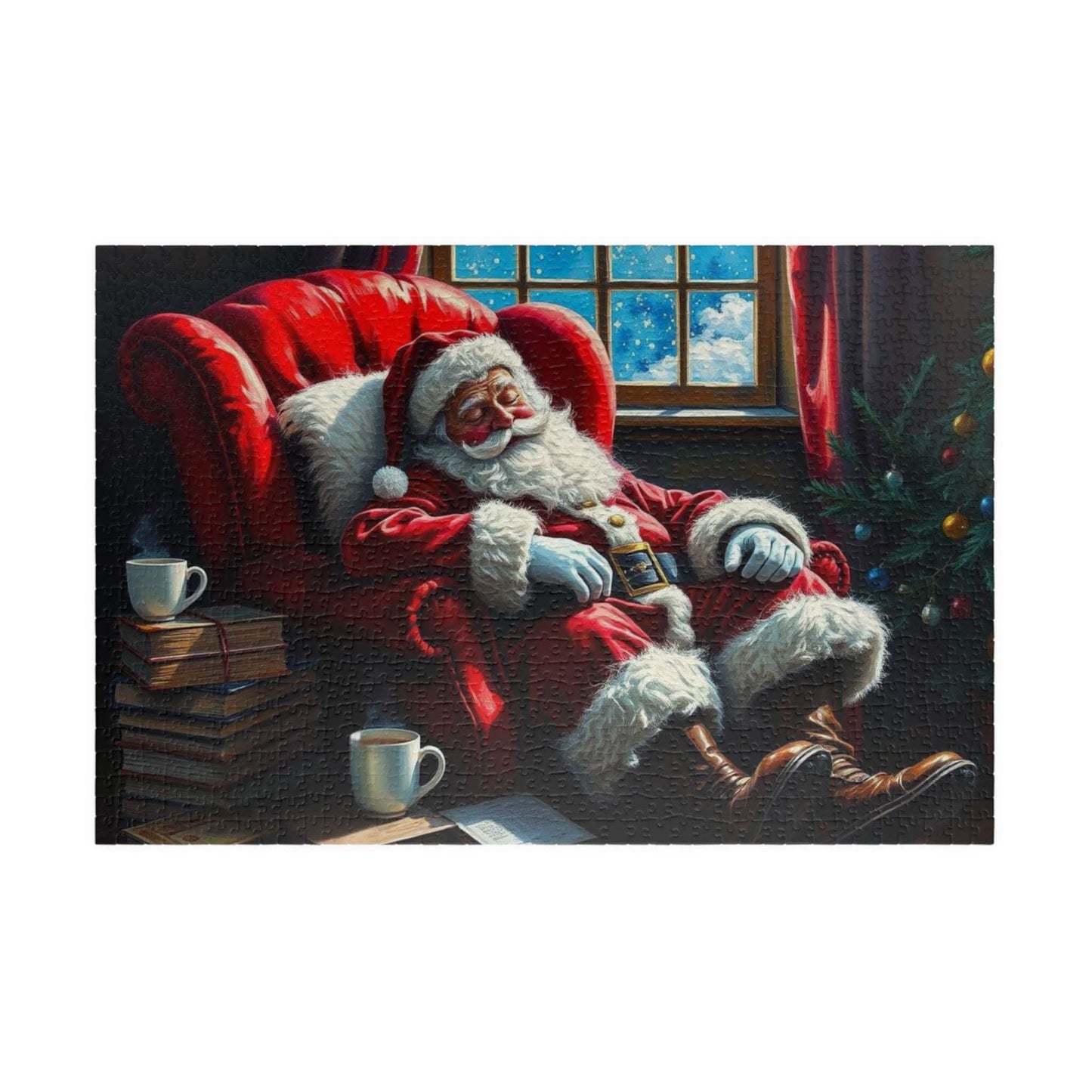 Cozy Santa Jigsaw Puzzle for Adults Holiday Fun, Christmas Themed Puzzle
