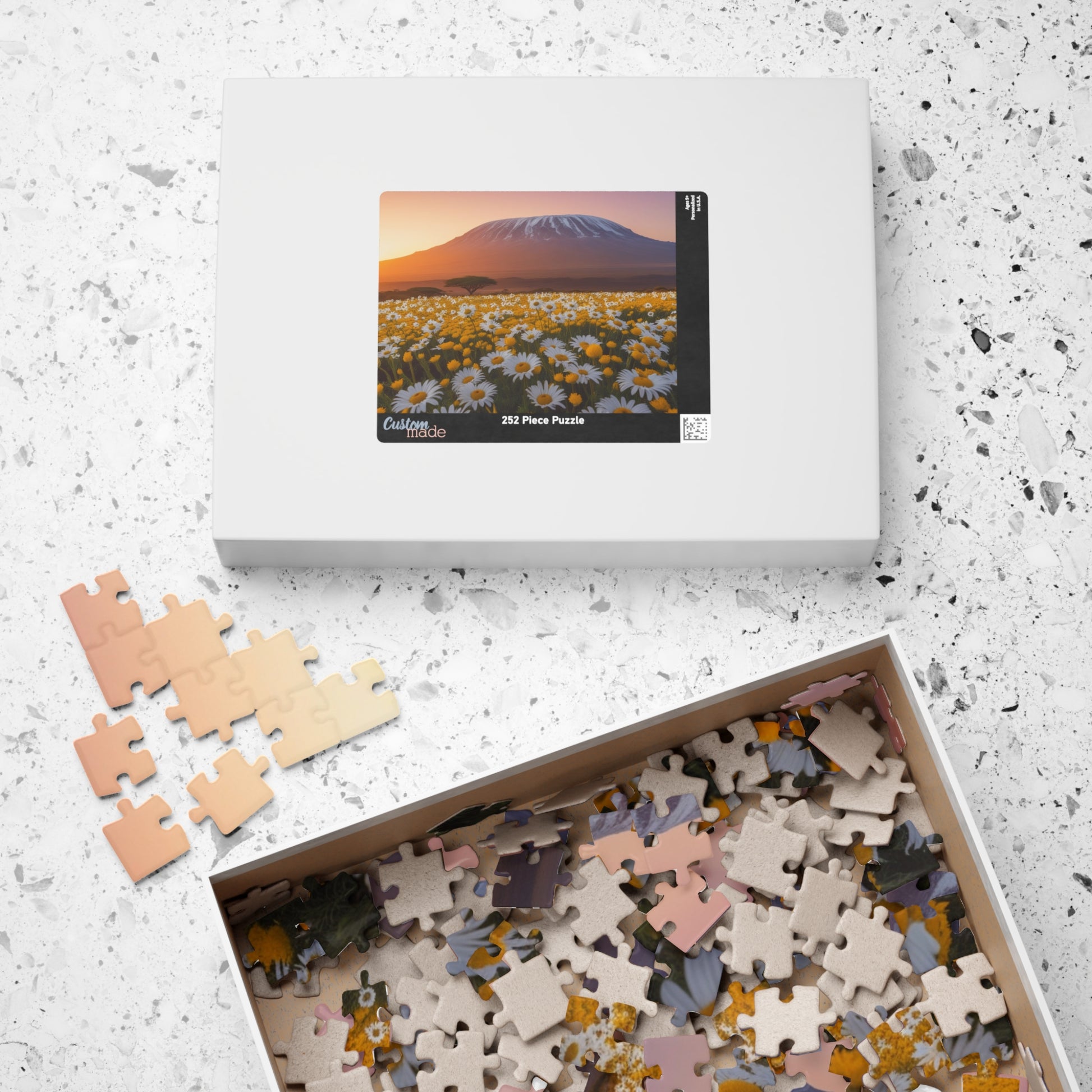 Mount Kilimanjaro Landmark Puzzle, African Daisies Sunrise Jigsaw Game, 252/520/1014 Pieces, Nature Lover Gift, Home Decor, African Safari Puzzle The Puzzle Chest