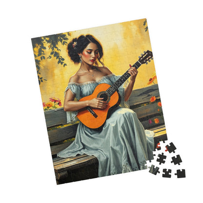 Latina Musician Jigsaw Puzzle (110, 252, 520, 1014-piece), Woman Playing Guitar, Folkloric Dress, Creative Pastime, Mind Exercise, Giftable Puzzle The Puzzle Chest