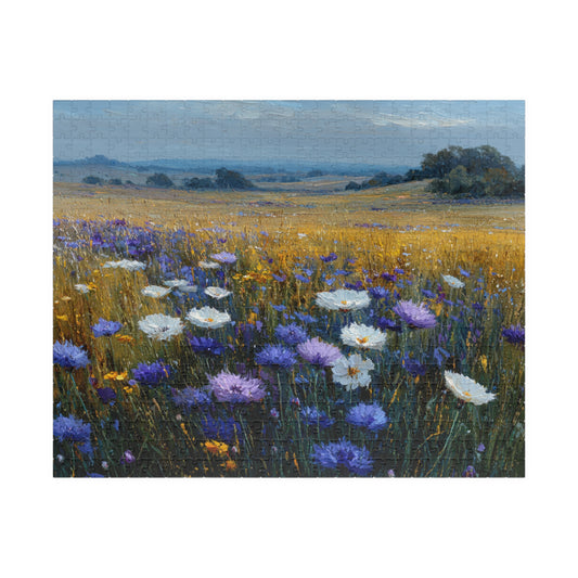 Late Summer Wildflower Jigsaw Puzzle – Calm Blue and Lavender Countryside, Nature Inspired Floral Landscape Puzzle The Puzzle Chest
