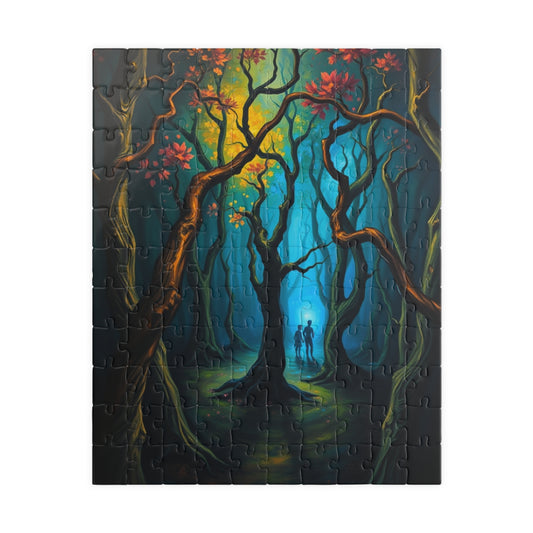 Enchanting Forest Puzzle - Ghostly Figures and Blue Mist Gothic Jigsaw Game, Perfect Gift for Nature Lovers, Family Game Night, Relaxation 110 pcs (Vertical) The Puzzle Chest