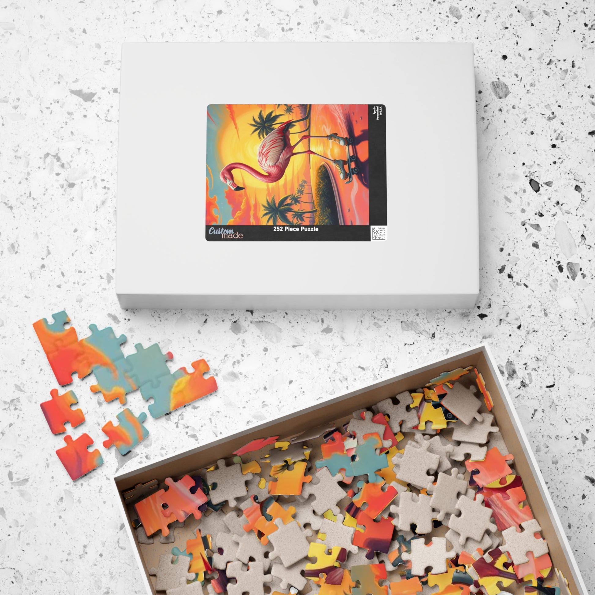 Retro Flamingo Skateboarding Puzzle, Pop Art Jigsaw Game, Fun Indoor Activity, Gift for Puzzle Lover, Family Game Night, Unique Brain Teaser Puzzle The Puzzle Chest