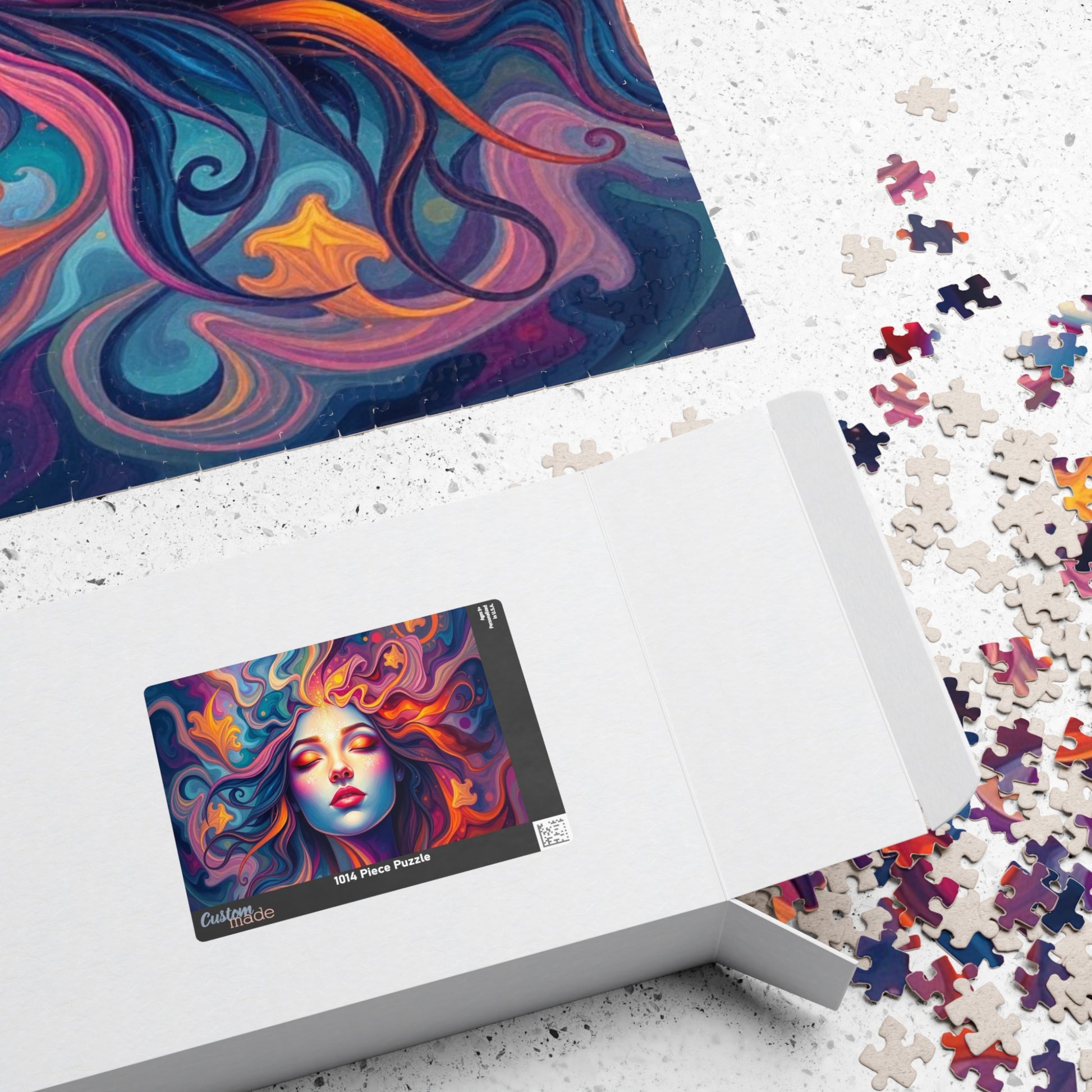 Abstract Face Jigsaw Puzzle (110-1014 Piece), Surreal Portrait of Swirling Colorful Geometric Patterns, Creative Hobby, Best Unique Gift Puzzle The Puzzle Chest