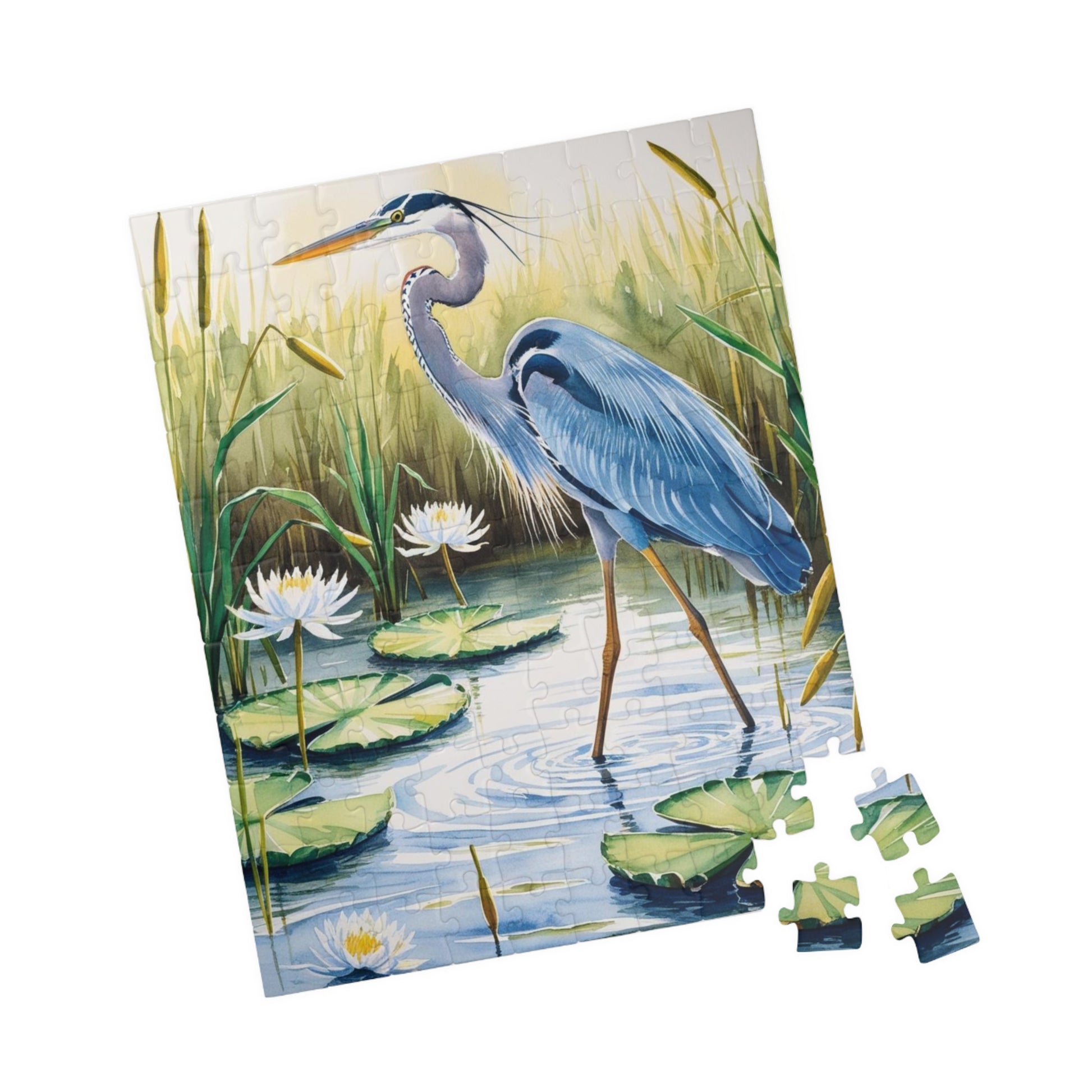 Jigsaw Puzzle, Animal Bird Puzzle, Heron Reflection, Shimmering Evening Light, Relaxing Activity, Mindfulness Game, Family Entertainment Puzzle The Puzzle Chest